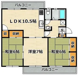 ひよどり台7団地34号棟【204号室】の間取り