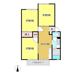 サンハイツ雅 A【A102号室】の間取り