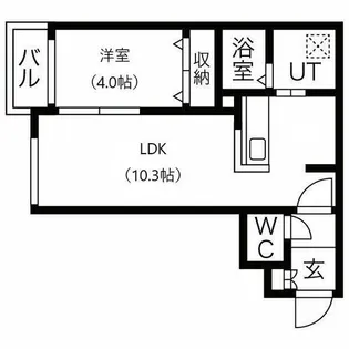 MTガーデン琴似A【1階】の間取り