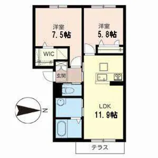 シャーメゾン久津川【0105号室】の間取り