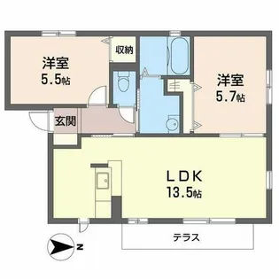 ファミネス横小路【0102号室】の間取り