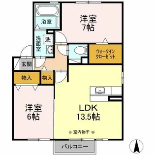 ジーニアル上条【1階】の間取り
