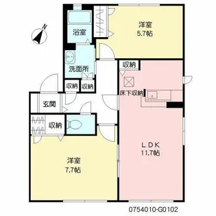 アンシャンテ前原 G棟【G0102号室】の間取り
