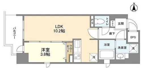 アヴェニール北浜【6階】の間取り