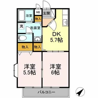 プレジデントタカヤ6 B棟【1階】の間取り