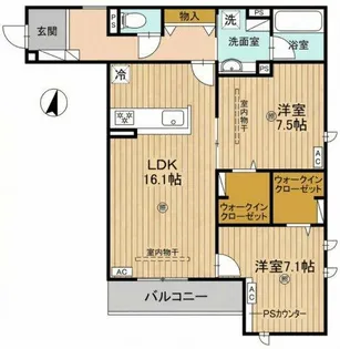 ロンジェヴィータ【301号室】の間取り