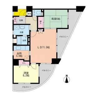 VIVO松ヶ鼻(ヴィーヴォ松ヶ鼻)【2階】の間取り