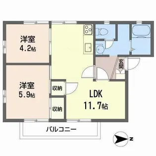 クレスコ【B201号室】の間取り