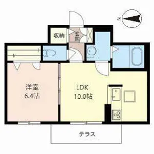 グリナージュ一乗寺【A102号室】の間取り