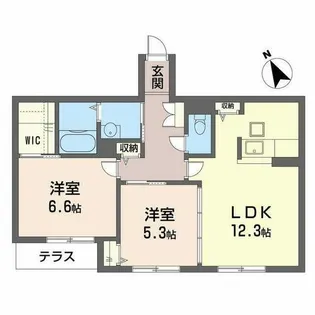 シャーメゾン中島【0102号室】の間取り