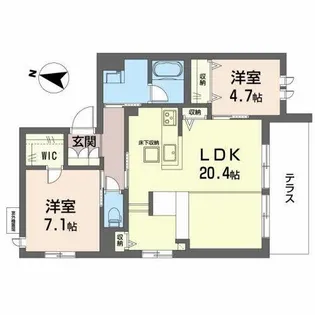 シャーメゾン小町【0102号室】の間取り