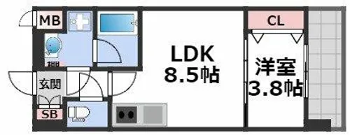 スプランディッド難波SOUTH【4階】の間取り