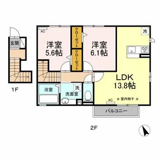 プリメーラ SOUTH【201号室】の間取り