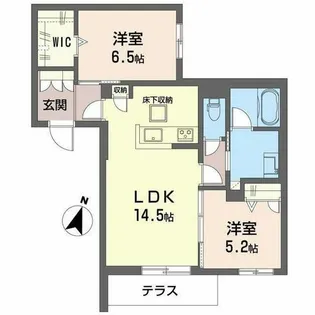 パークサイド蛍池【0102号室】の間取り