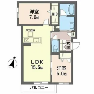 パークサイド蛍池【0101号室】の間取り