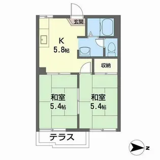 吉甚ハイツ D・E棟【E102号室】の間取り