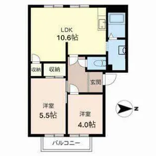 ディアスA B【2階】の間取り