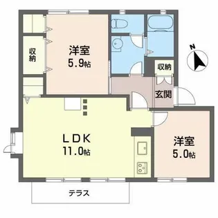 サニーハイツ・サチA・B【1階】の間取り