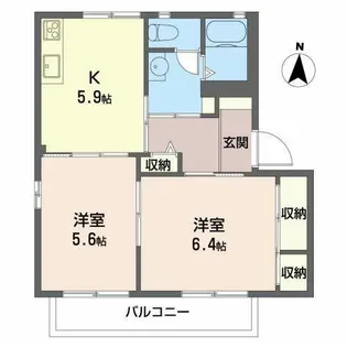 ディアス離宮山手A【A106号室】の間取り