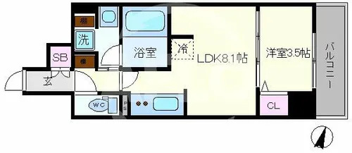 アーバネックス京町堀【9階】の間取り
