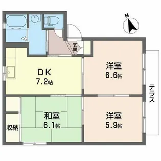 エクセレンス六十谷【0101号室】の間取り