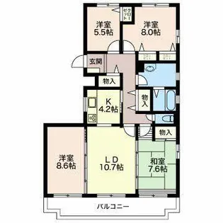 三渓ヒルズ【E302号室】の間取り