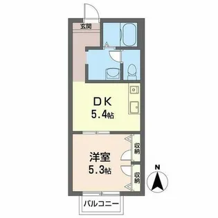 ジュネス平城山【A202号室】の間取り