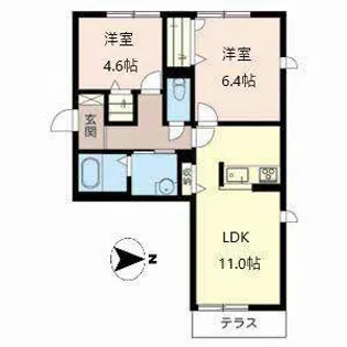 グランドゥールいずみ【0101号室】の間取り