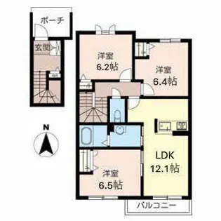 Casa大町【B202号室】の間取り