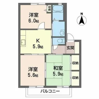 パイン法隆寺【0201号室】の間取り