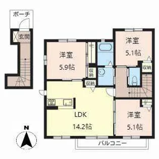 ヒールコートII番館【0202号室】の間取り