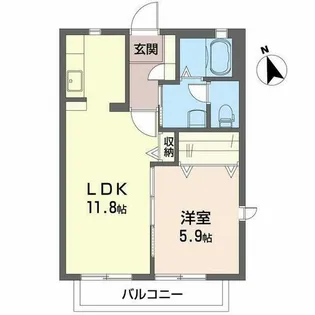 シャトー南多田【0203号室】の間取り
