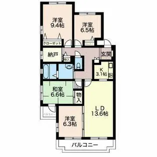 三渓ヒルズ【C101号室】の間取り