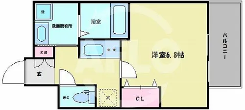レジュールアッシュ玉造【4階】の間取り