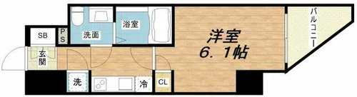 ファーストフィオーレ谷町六丁目フェリシア【9階】の間取り