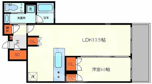 ワコーレ大阪新町タワーレジデンス【8階】の間取り