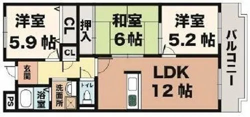 マウンティン・ツー【1階】の間取り