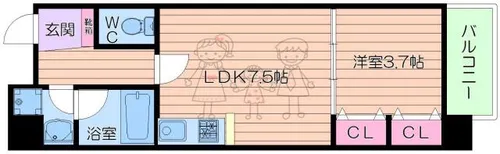 ラルテ天王寺【8階】の間取り