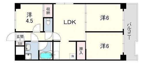 日宝アドニス塩屋【6階】の間取り