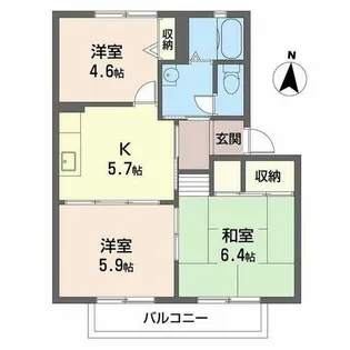 グランソレイユC【0205号室】の間取り