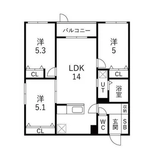 メニーズコート栄南プレミア【3階】の間取り