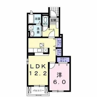 ディア ベルジュ B【1階】の間取り
