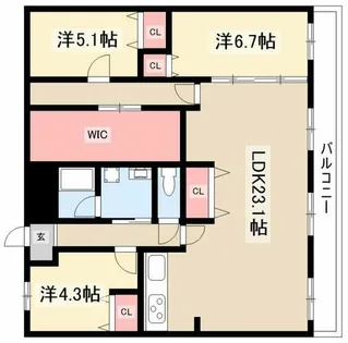 山手アベニュー【3階】の間取り