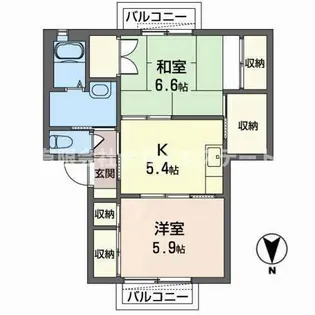 加東市下滝野(えすたしおん下滝野ハイツ)【202号室】の間取り