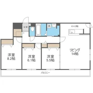 レインボーロード宮の森【4階】の間取り