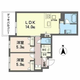 グランシャーメゾン新大宮【0101号室】の間取り