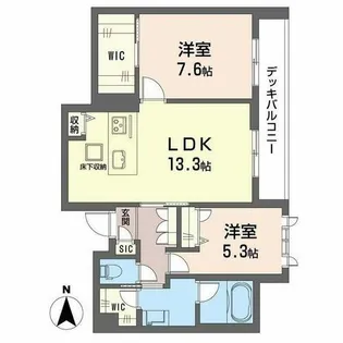 グランシャーメゾン新大宮【0102号室】の間取り