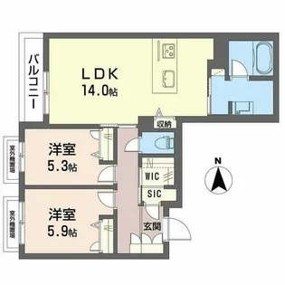 グランシャーメゾン新大宮【0201号室】の間取り