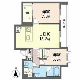 グランシャーメゾン新大宮【2階】の間取り