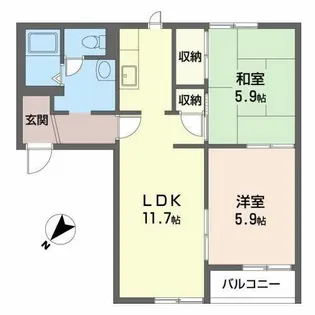 アフェクション丸尾【B103号室】の間取り